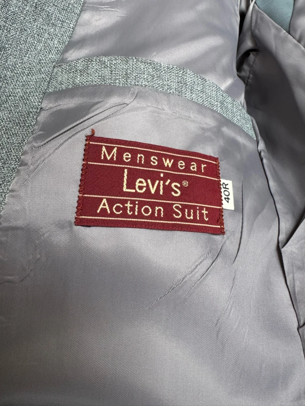Vintage 70s Levi's Action Suit Jacket Light Gray Sport Coat Two Button Blazer 40